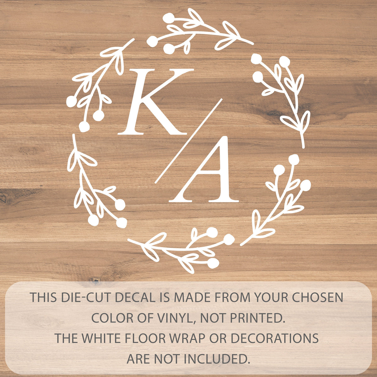 Berry Wreath Dance Floor Decal for Wedding shown at a wedding reception