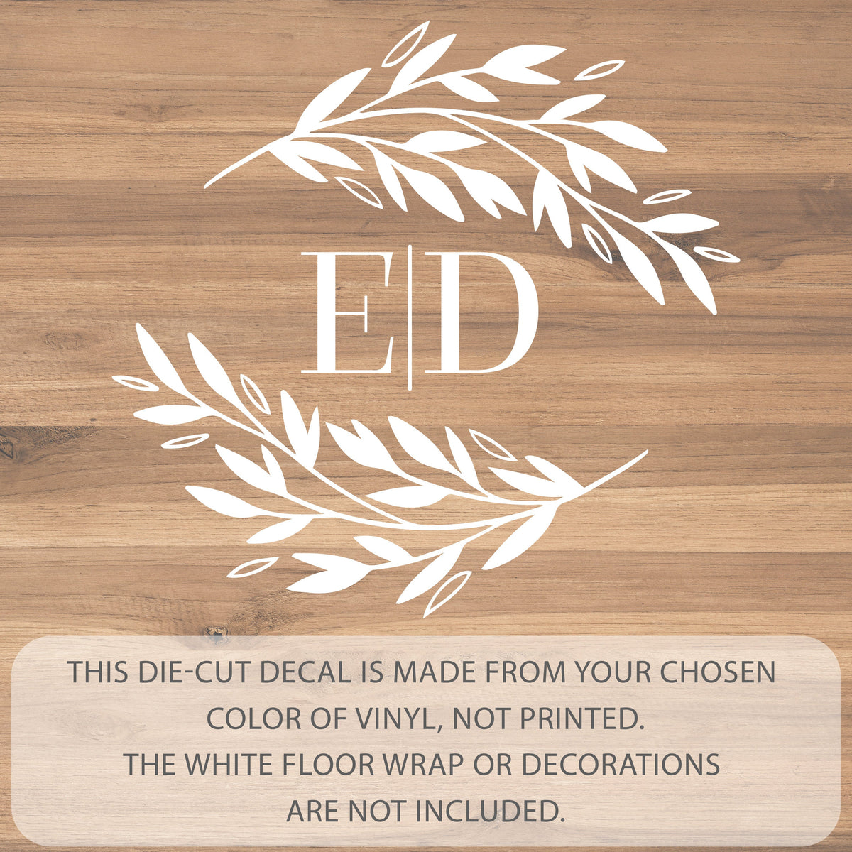Olive Branch Monogram Dance Floor Decal for Wedding shown at a wedding reception