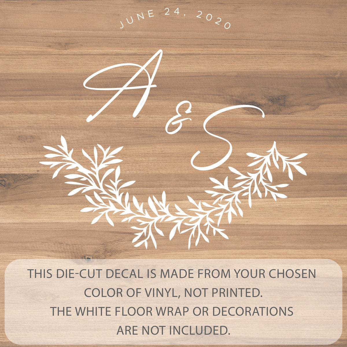 Wispy Herb Garland Dance Floor Decal for Wedding shown at a wedding reception