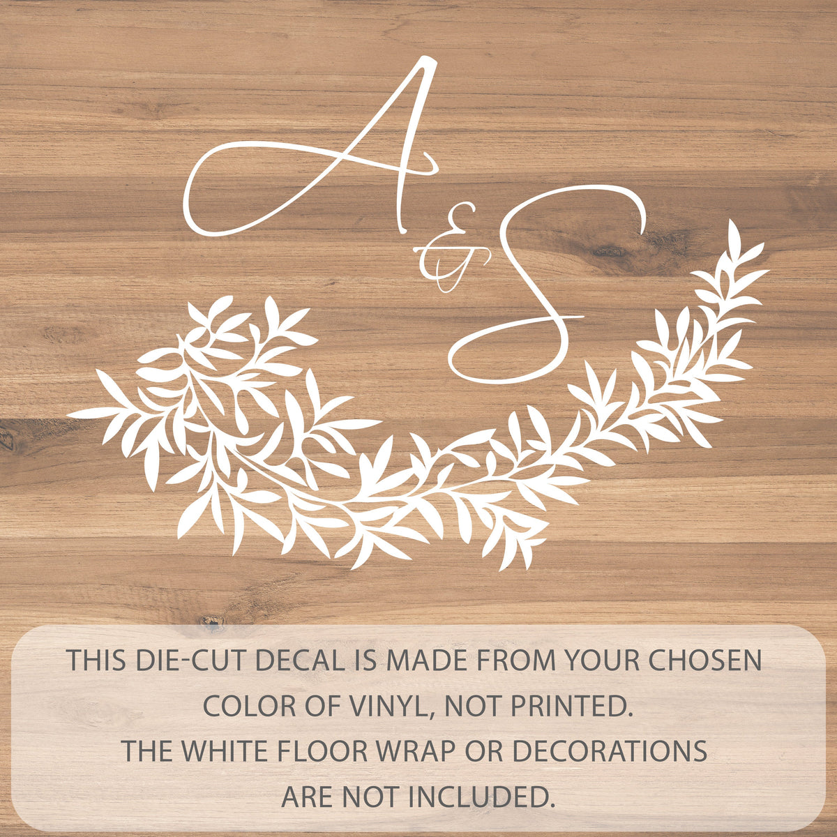 Lush Foliage Script Dance Floor Decal for Wedding shown at a wedding reception