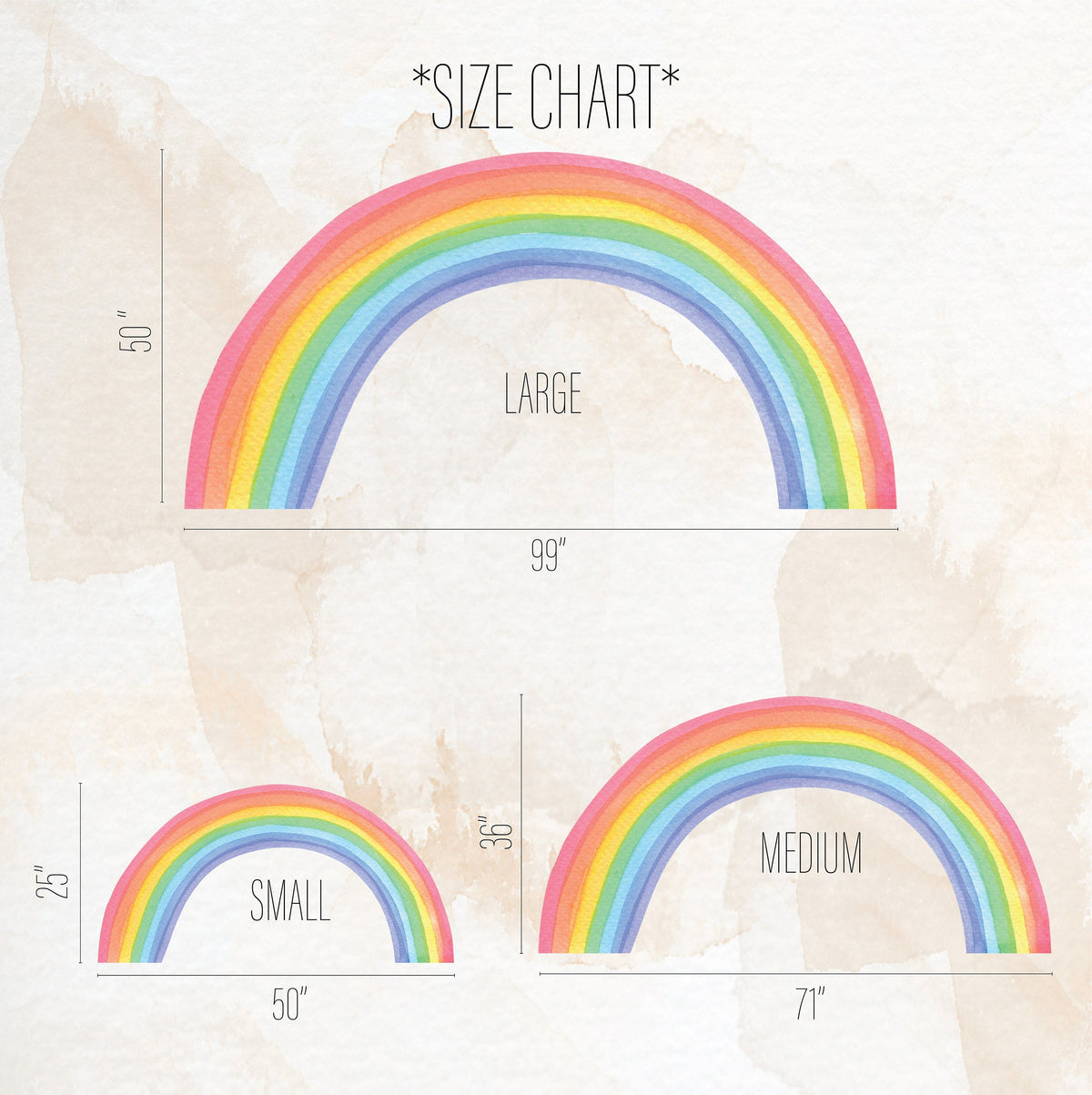Close-up detail of rainbow wall decal matte vinyl finish