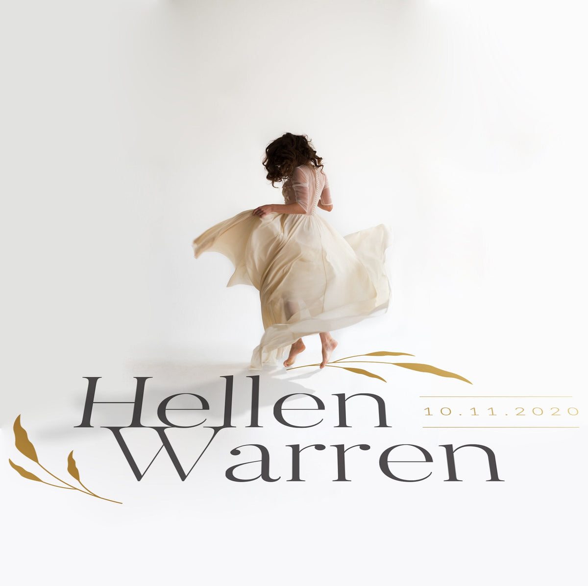 Modern Serif Names Dance Floor Decal for Wedding in gold on a white wedding dance floor