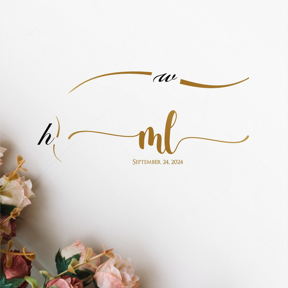 Lowercase Initials Dance Floor Decal for Wedding shown at a wedding reception