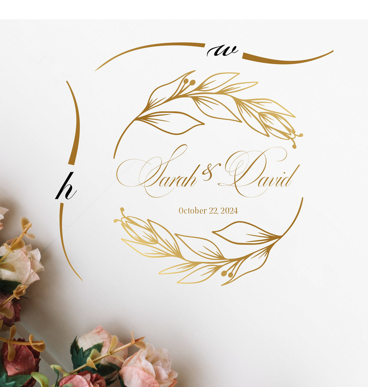 Copperplate Script Dance Floor Decal for Wedding shown at a wedding reception