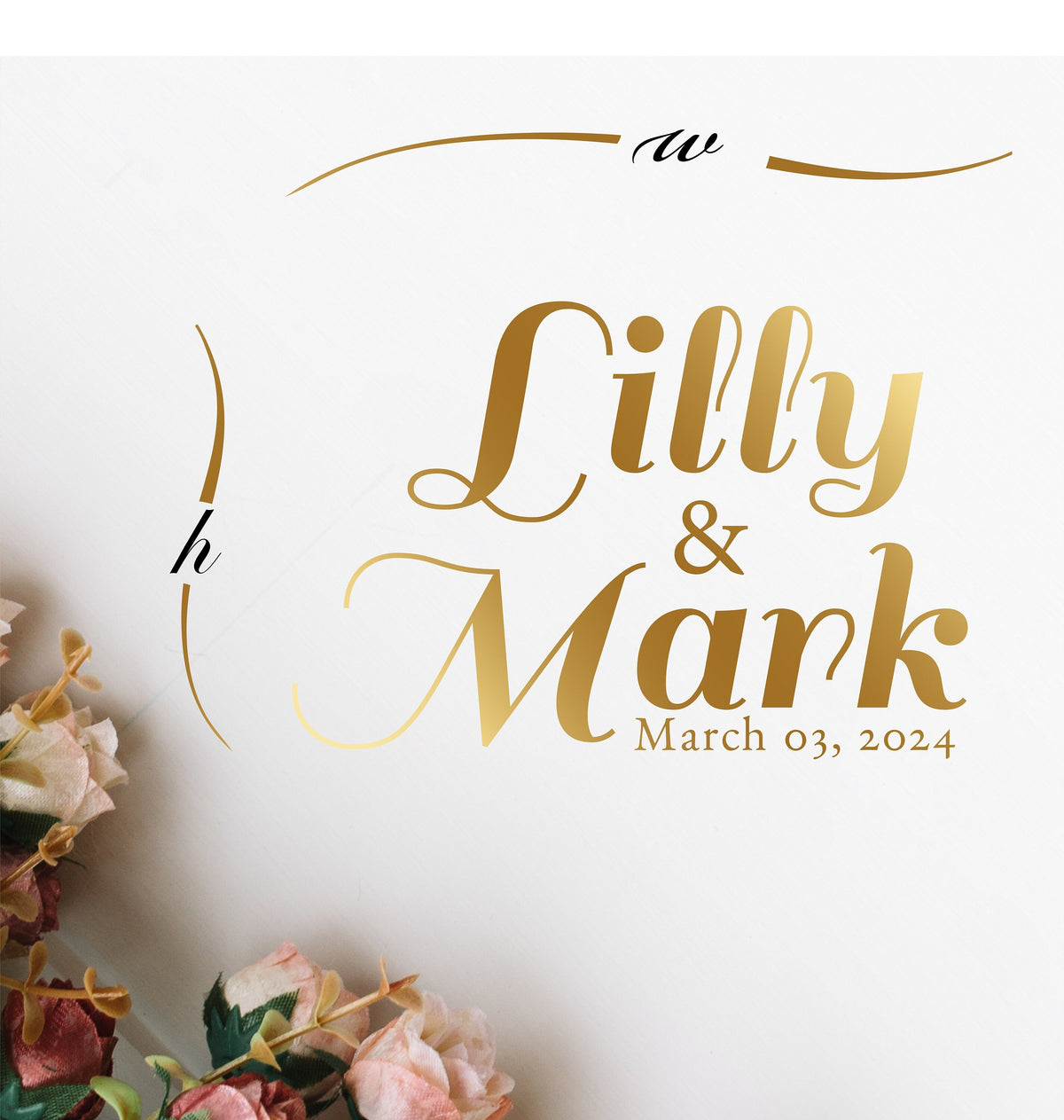 Bold Glam Script Dance Floor Decal for Wedding shown at a wedding reception