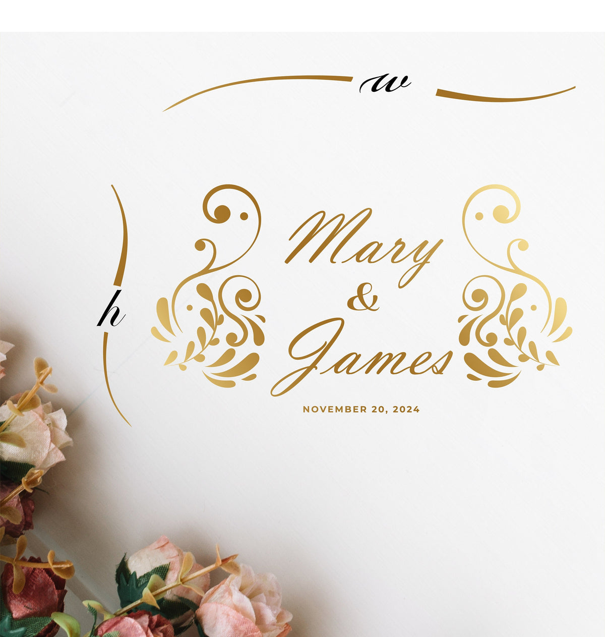 Paisley Swirl Names Dance Floor Decal for Wedding shown at a wedding reception