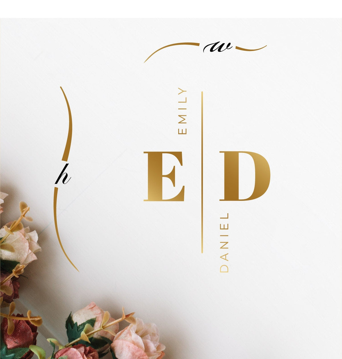 Vertical Divider Initials Dance Floor Decal for Wedding shown at a wedding reception