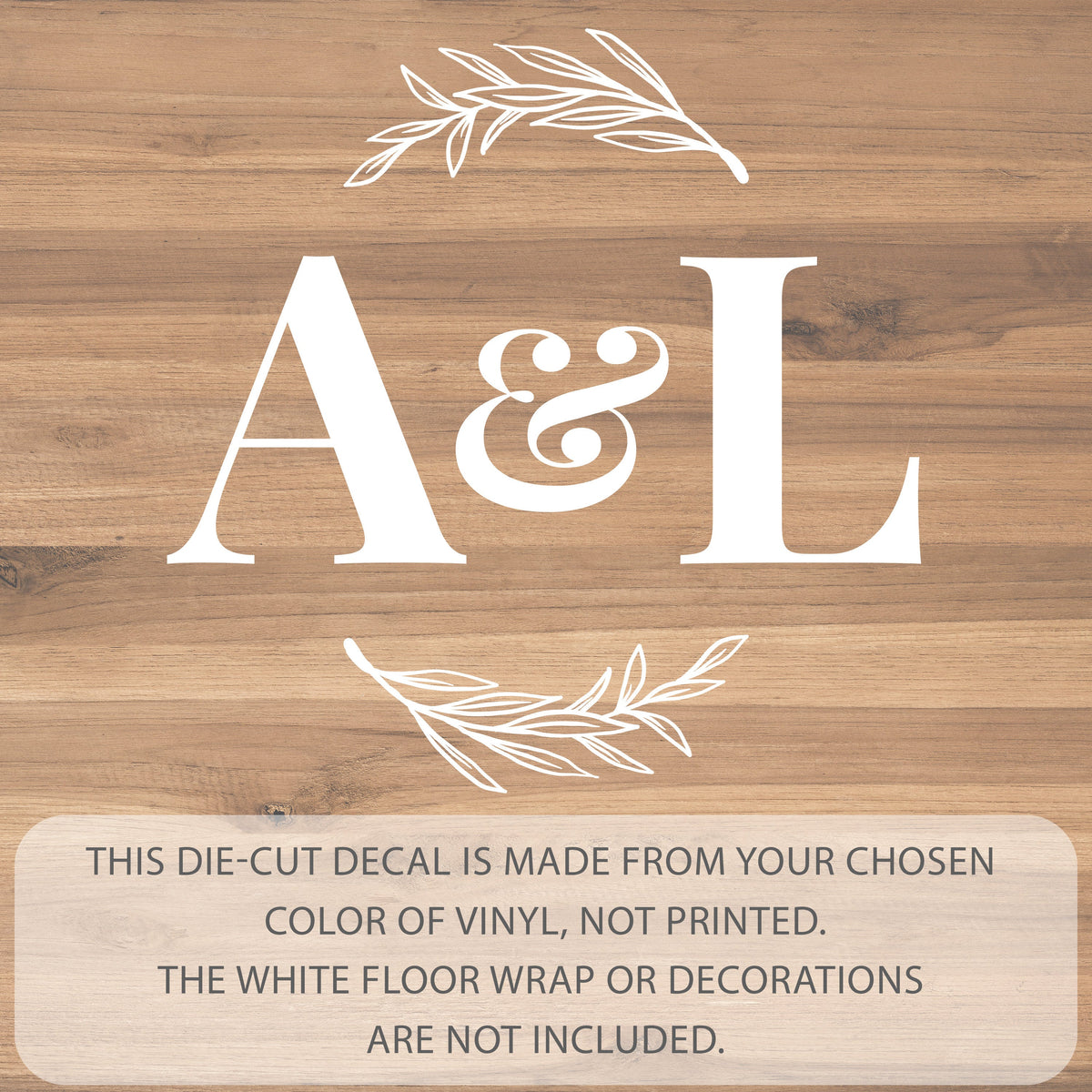 Bold Ampersand Initials Dance Floor Decal for Wedding shown at a wedding reception