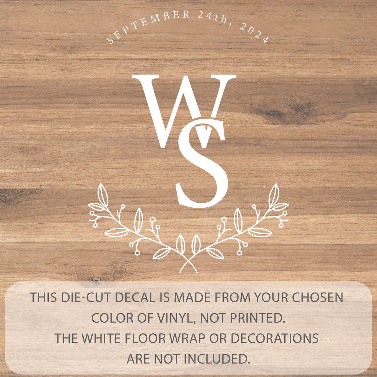 Overlapping Initials Dance Floor Decal for Wedding shown at a wedding reception