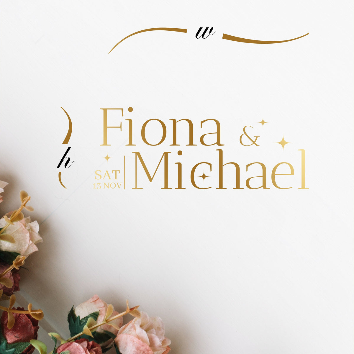 Offset Serif Sparkle Dance Floor Decal for Wedding shown at a wedding reception