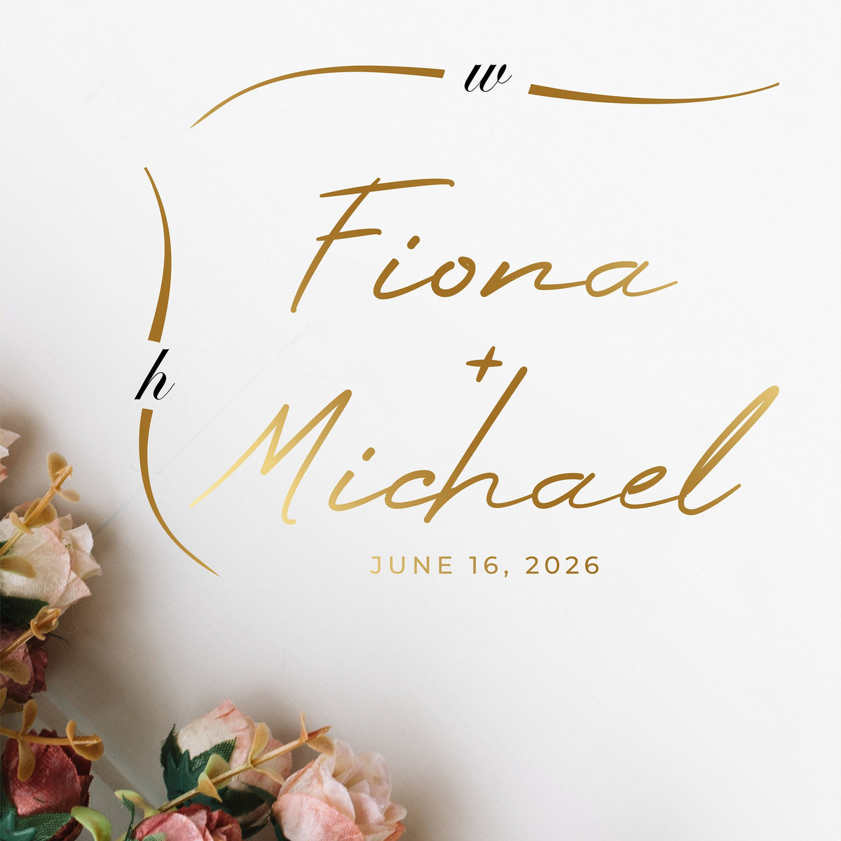 Oversized Script Names Dance Floor Decal for Wedding shown at a wedding reception