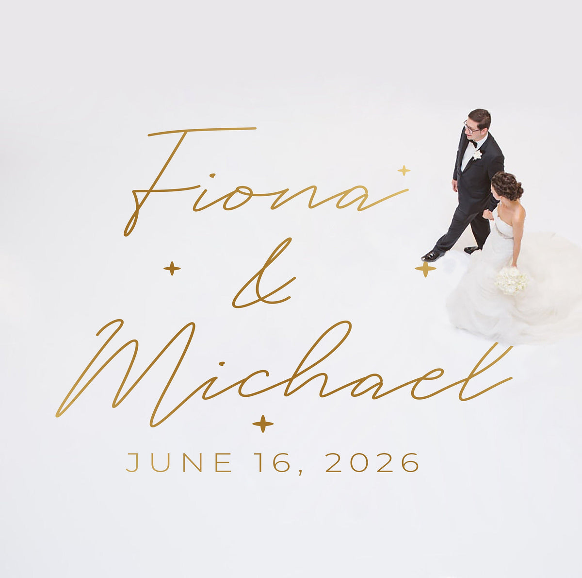 Fine Script Sparkle Dance Floor Decal for Wedding shown at a wedding reception