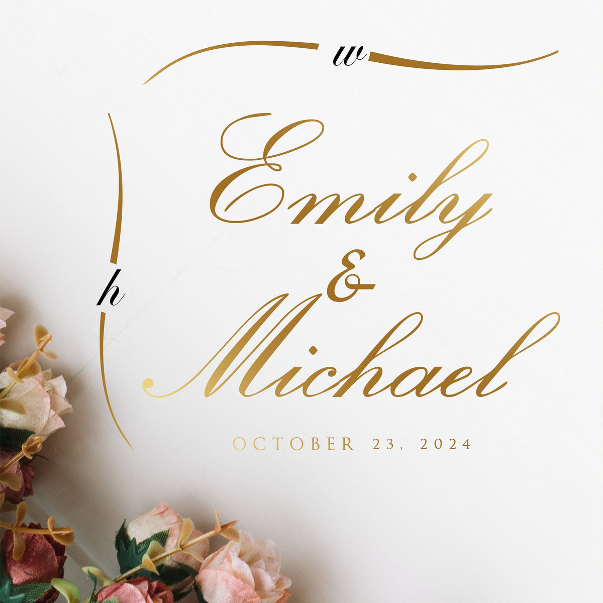 Grand Formal Script Dance Floor Decal for Wedding shown at a wedding reception