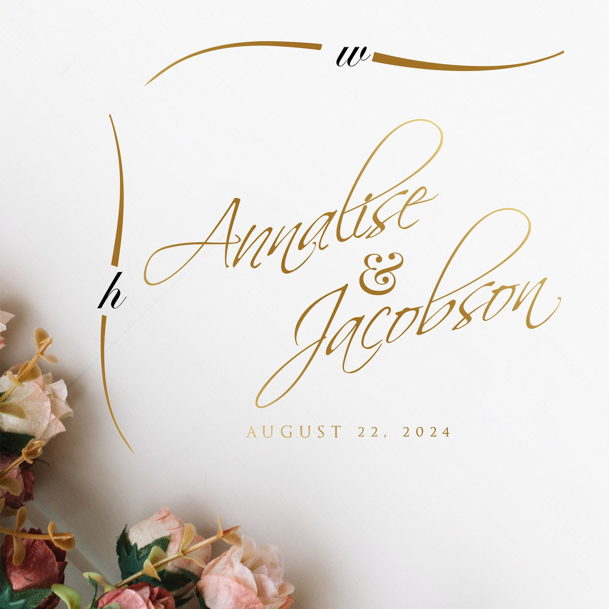 Diagonal Italic Script Dance Floor Decal for Wedding shown at a wedding reception