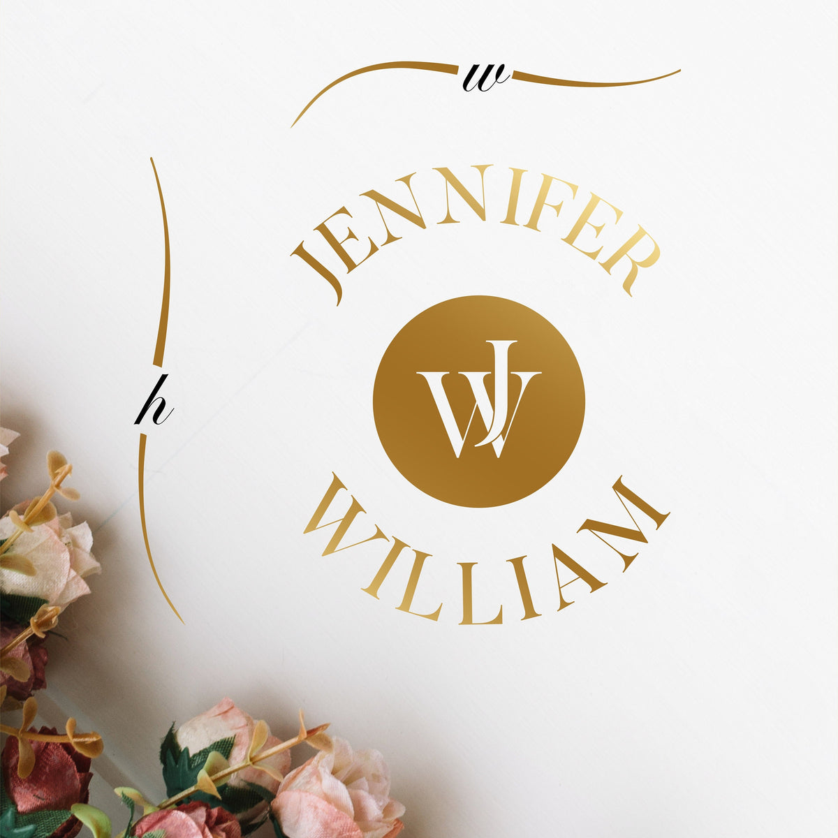 Interlocked Initials Seal Dance Floor Decal for Wedding shown at a wedding reception