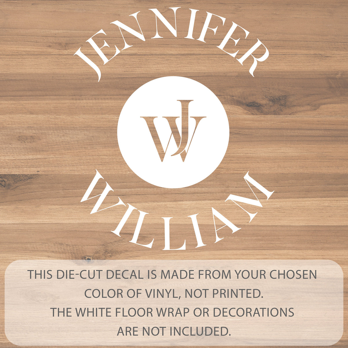 Interlocked Initials Seal Dance Floor Decal for Wedding shown at a wedding reception