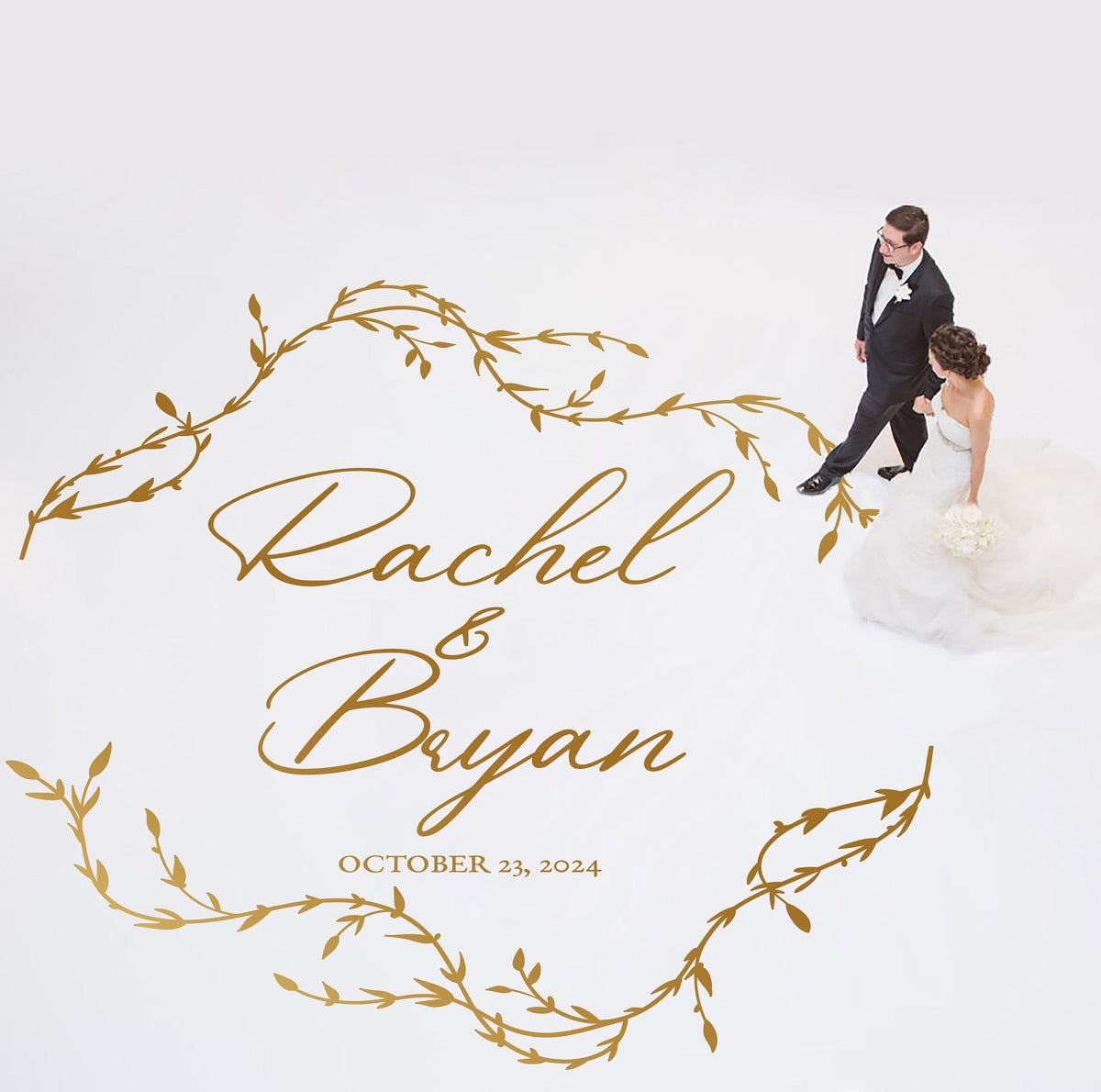 Trailing Willow Vine Dance Floor Decal for Wedding shown at a wedding reception