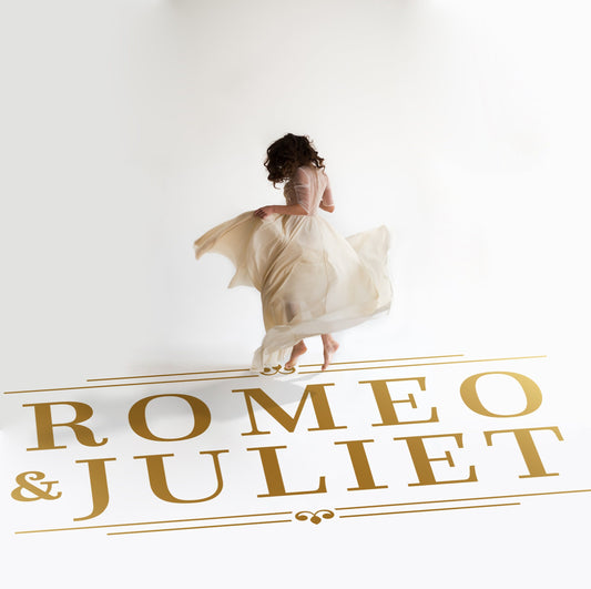Editorial Serif Names Dance Floor Decal for Wedding in gold on a white wedding dance floor
