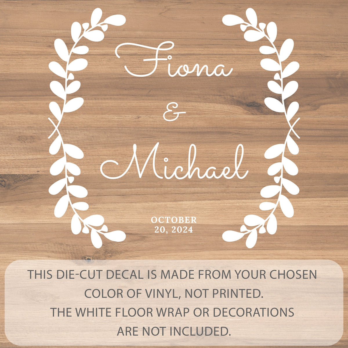 Side Laurel Columns Dance Floor Decal for Wedding shown at a wedding reception