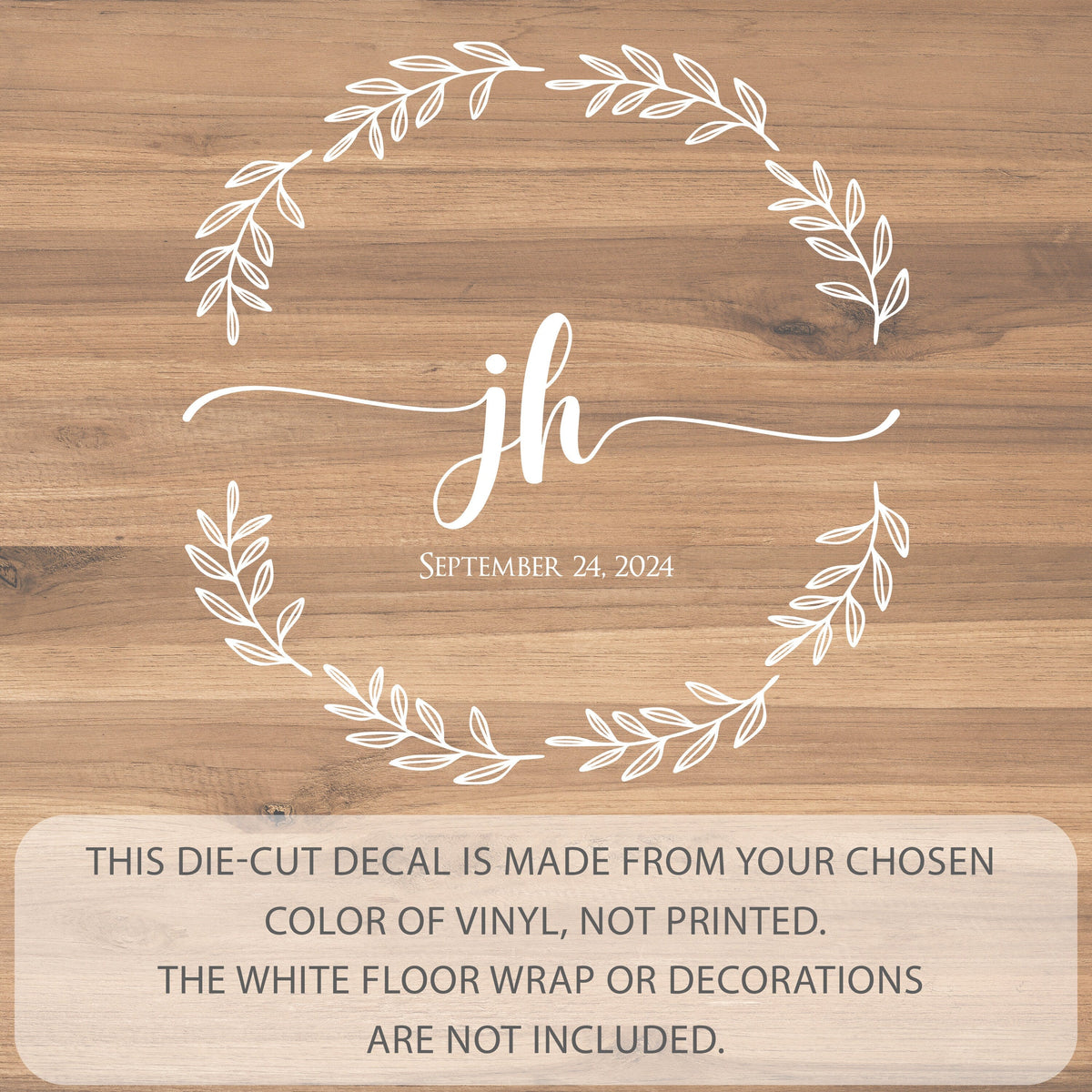 Laurel Branch Circle Dance Floor Decal for Wedding shown at a wedding reception