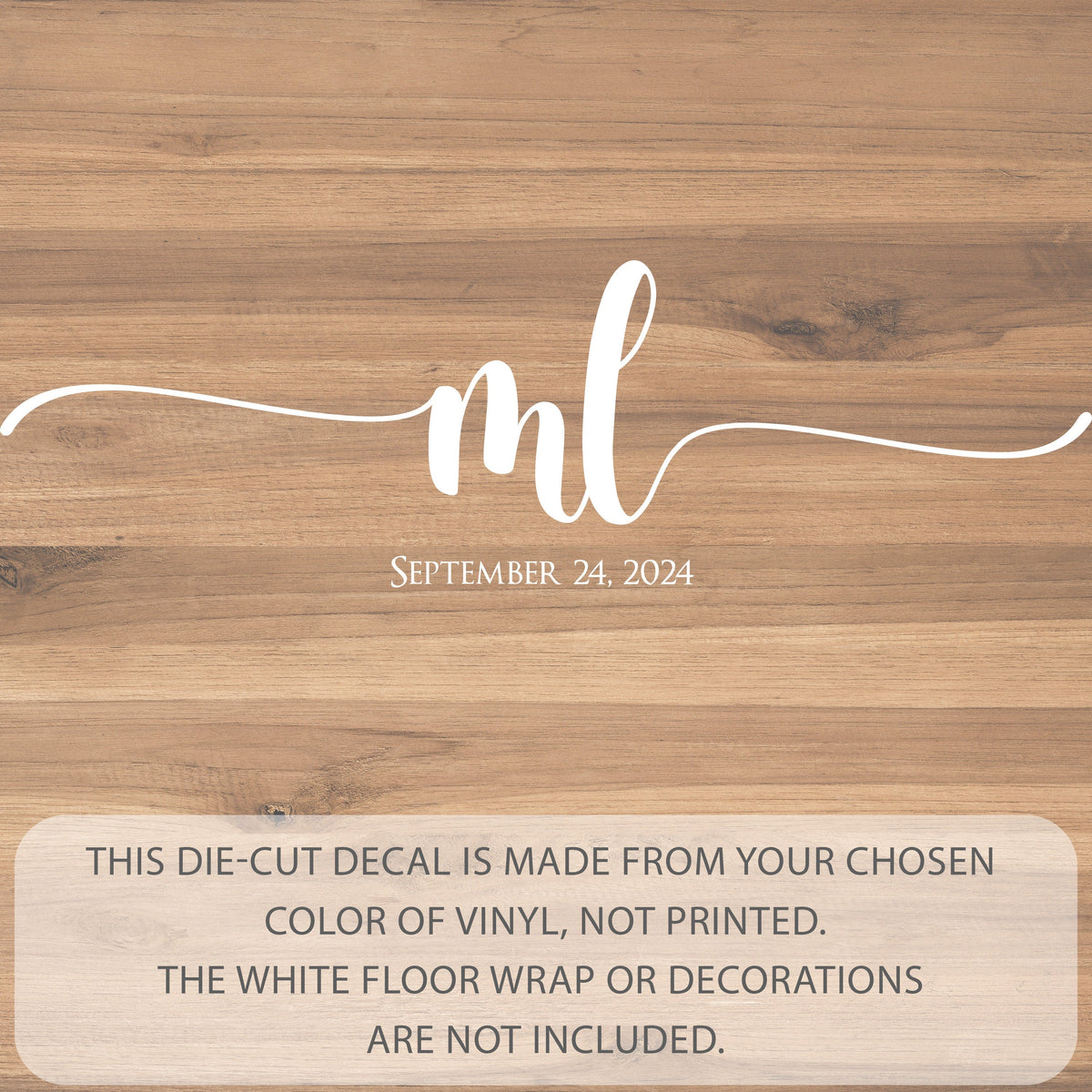 Lowercase Initials Dance Floor Decal for Wedding shown at a wedding reception