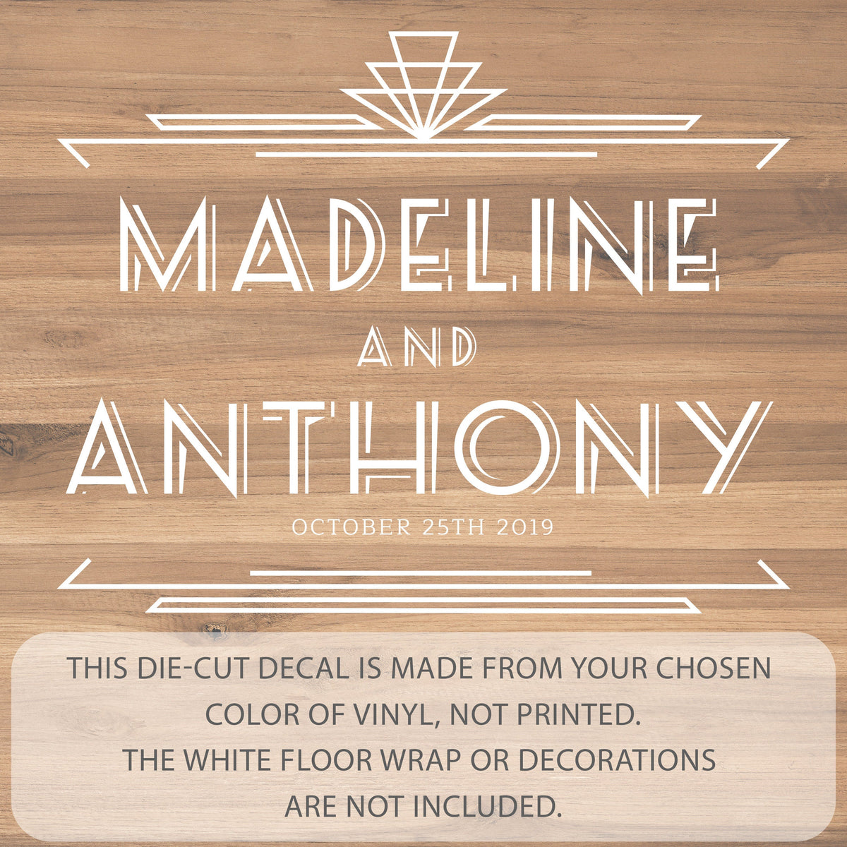 Art Deco Fan Frame Dance Floor Decal for Wedding shown at a wedding reception