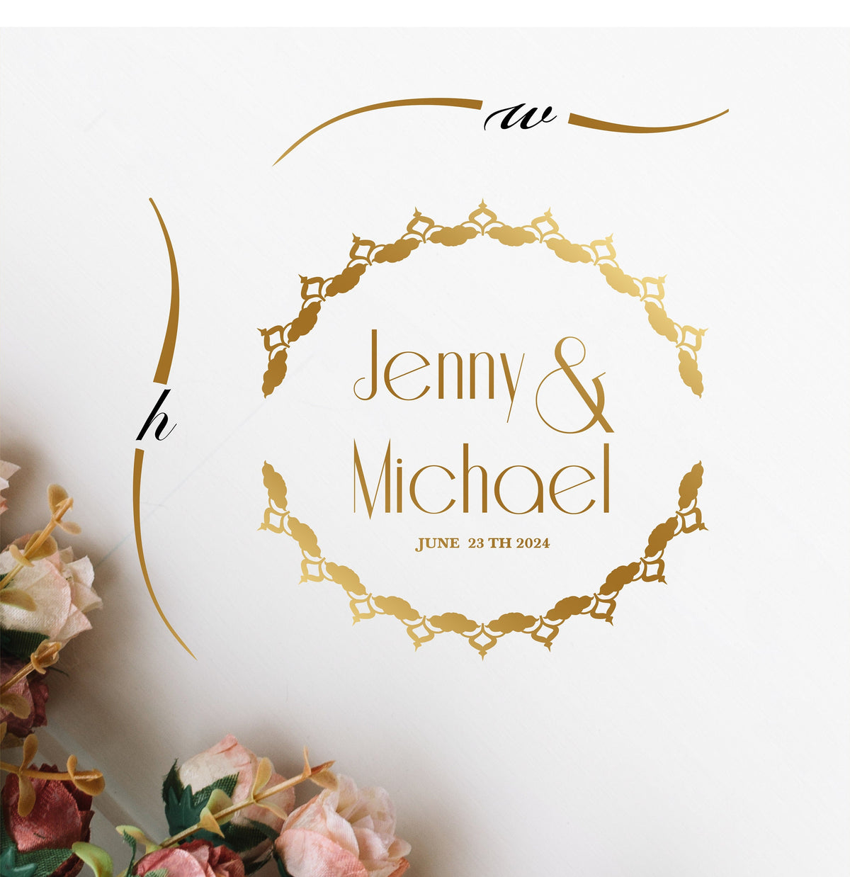 Ornamental Circle Dance Floor Decal for Wedding shown at a wedding reception