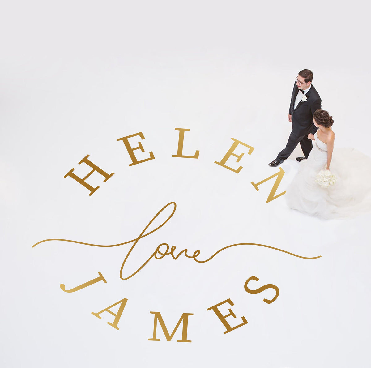 Circle Love Script Dance Floor Decal for Wedding shown at a wedding reception