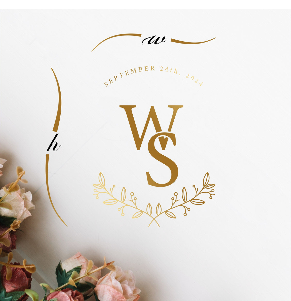 Overlapping Initials Dance Floor Decal for Wedding shown at a wedding reception