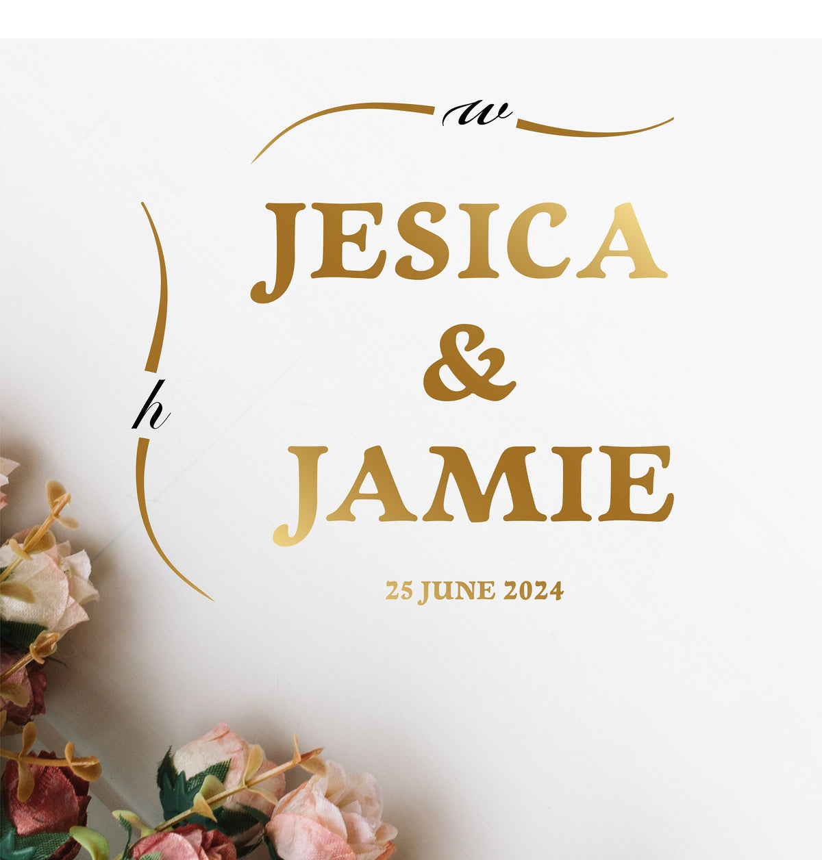 Chunky Retro Serif Dance Floor Decal for Wedding shown at a wedding reception