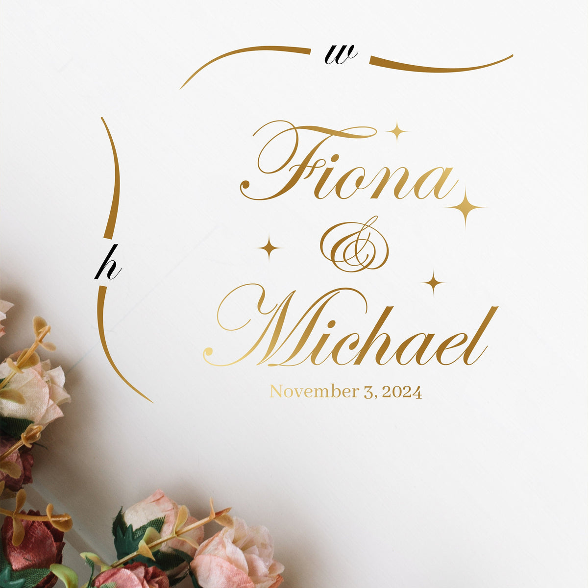 Opulent Calligraphy Dance Floor Decal for Wedding shown at a wedding reception