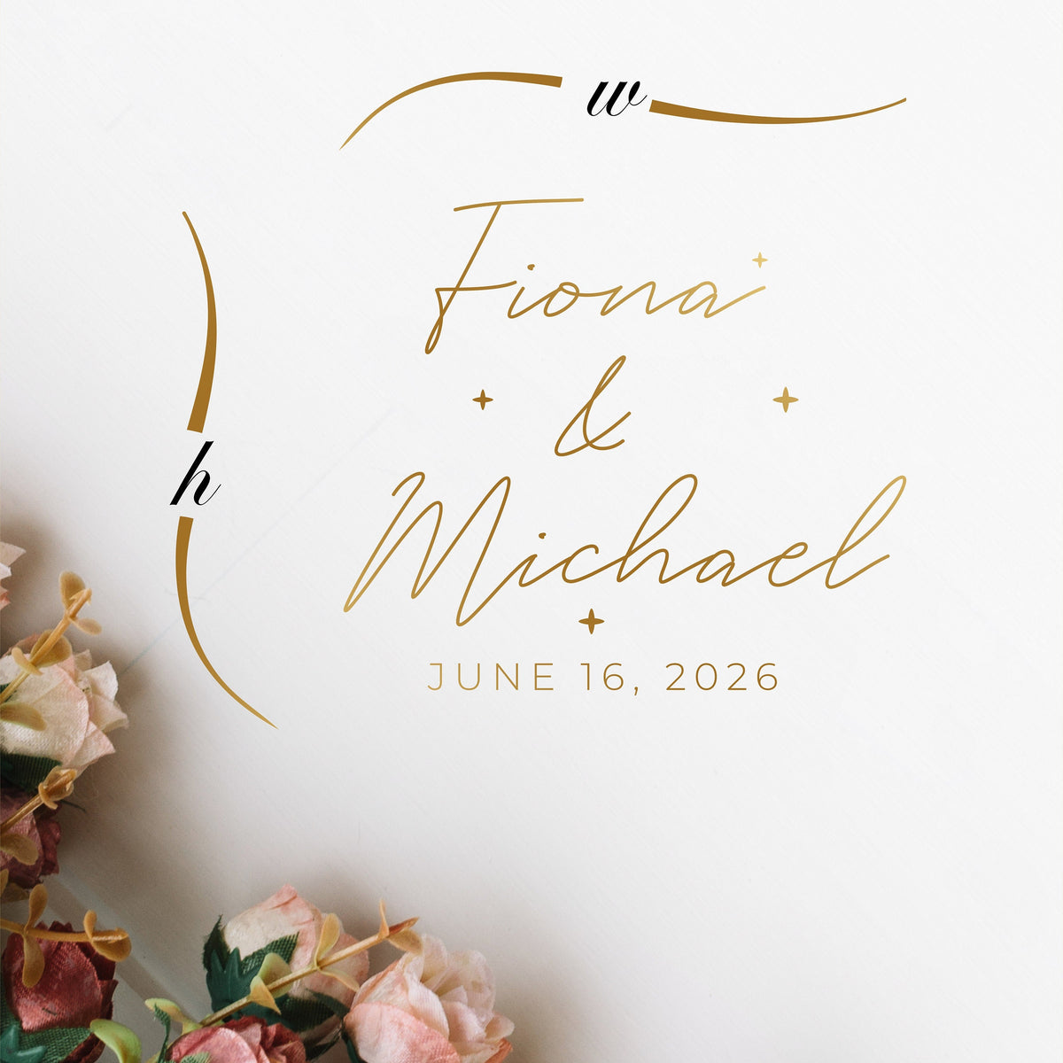 Fine Script Sparkle Dance Floor Decal for Wedding shown at a wedding reception