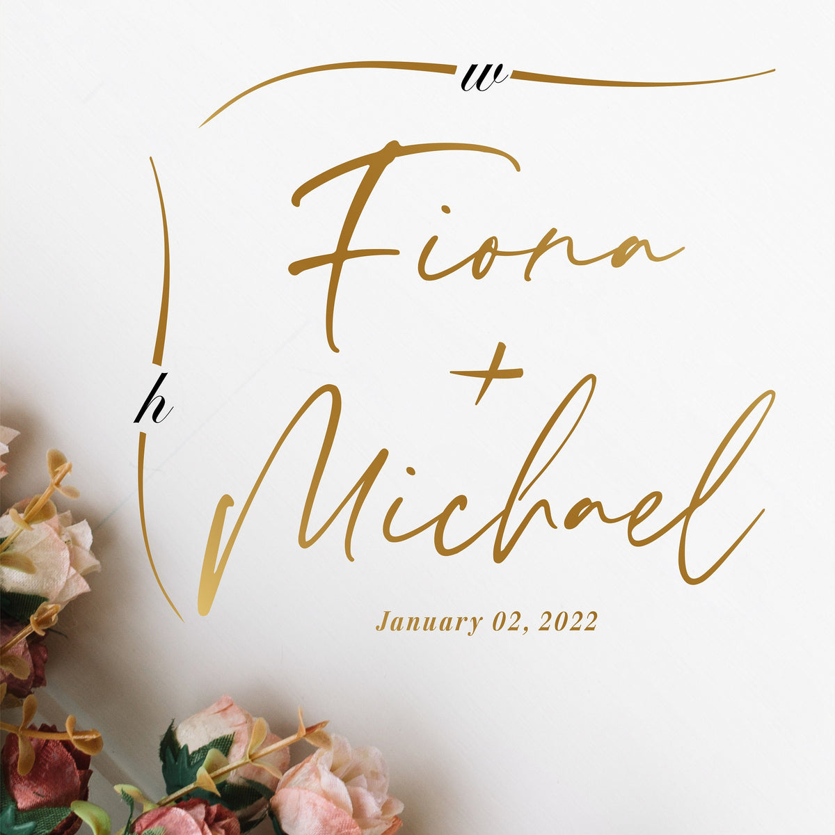 Italic Signature Names Dance Floor Decal for Wedding shown at a wedding reception