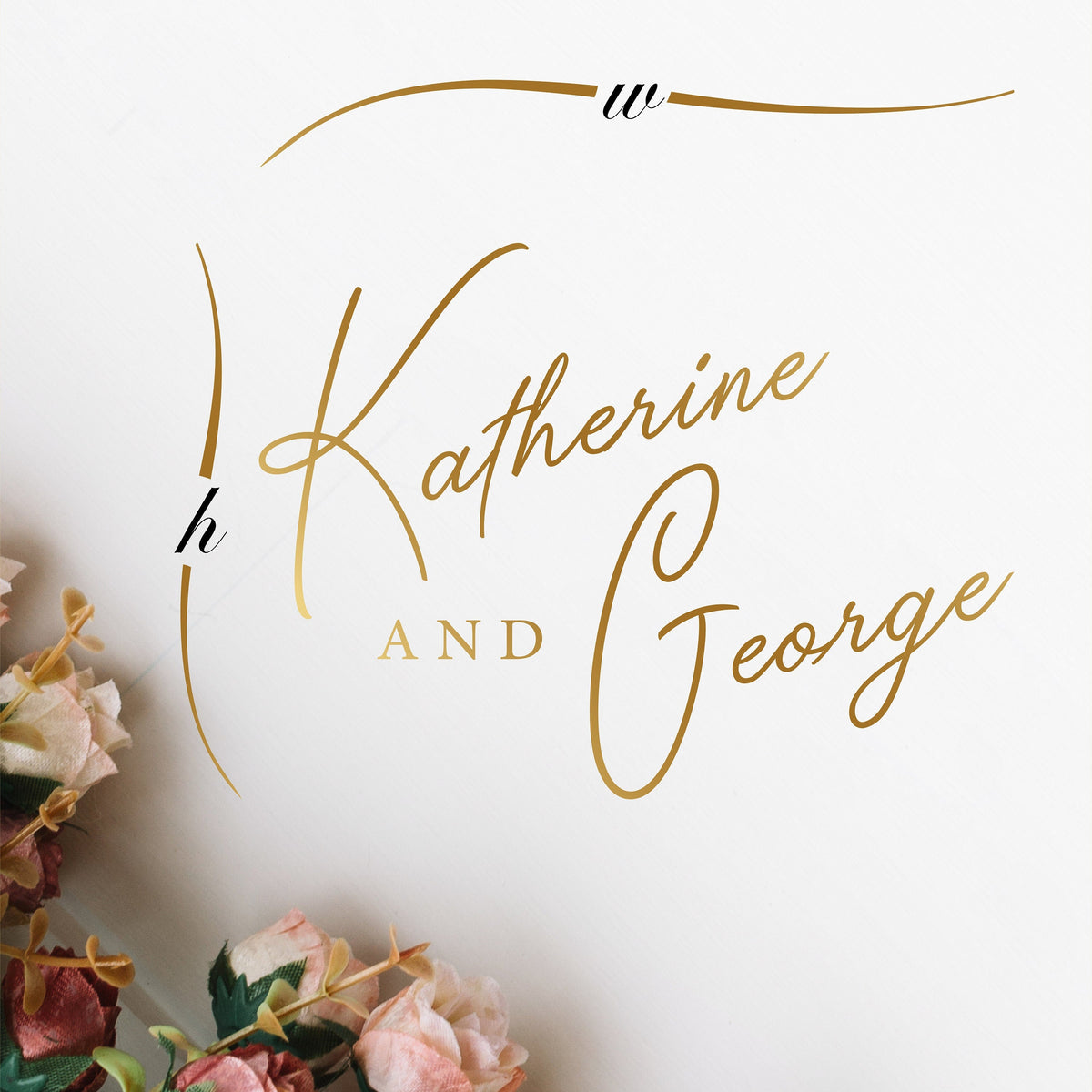 Sweeping Script Names Dance Floor Decal for Wedding shown at a wedding reception