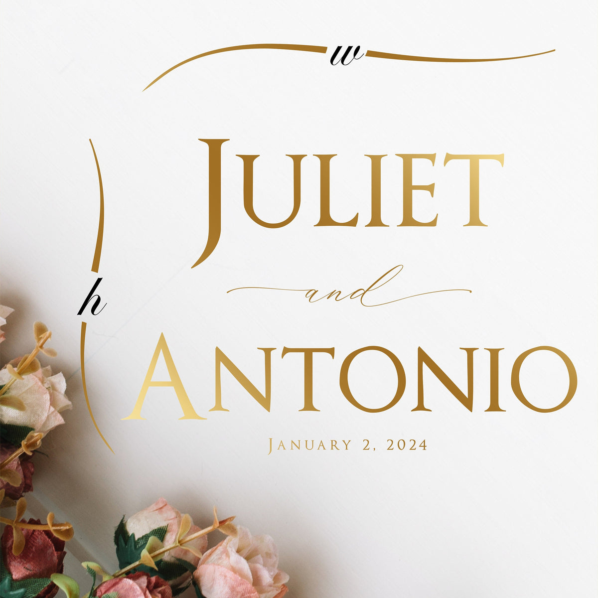 Grand Serif Names Dance Floor Decal for Wedding shown at a wedding reception