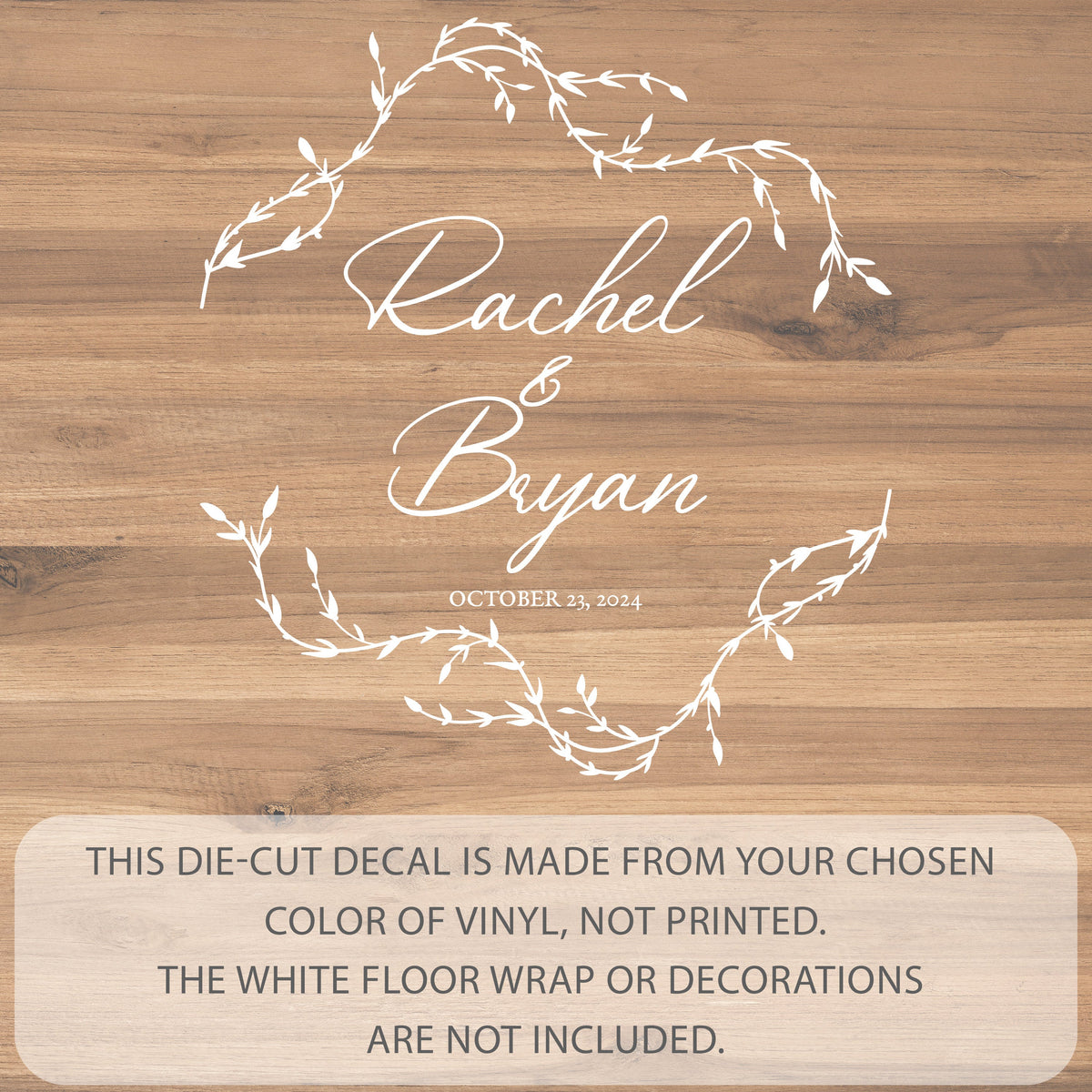 Trailing Willow Vine Dance Floor Decal for Wedding shown at a wedding reception