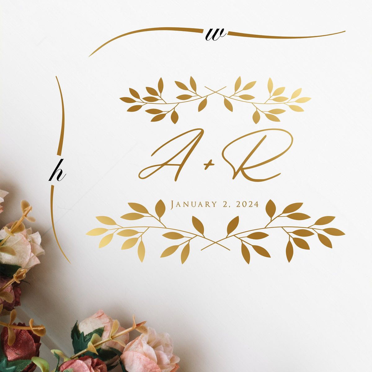 Crossed Leaf Spray Dance Floor Decal for Wedding shown at a wedding reception