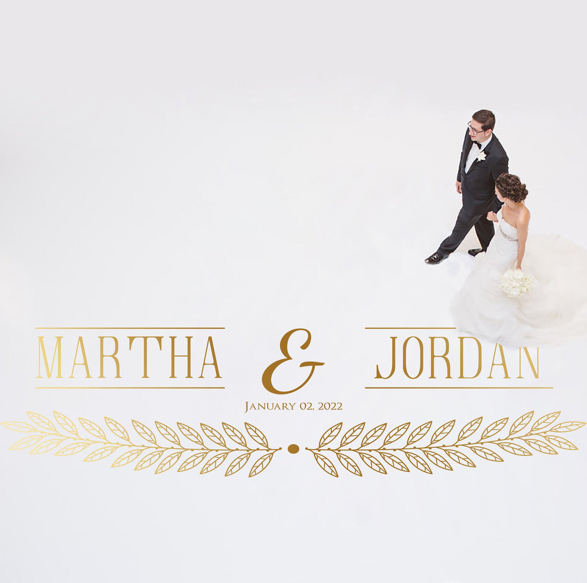 Art Deco Banner Dance Floor Decal for Wedding shown at a wedding reception