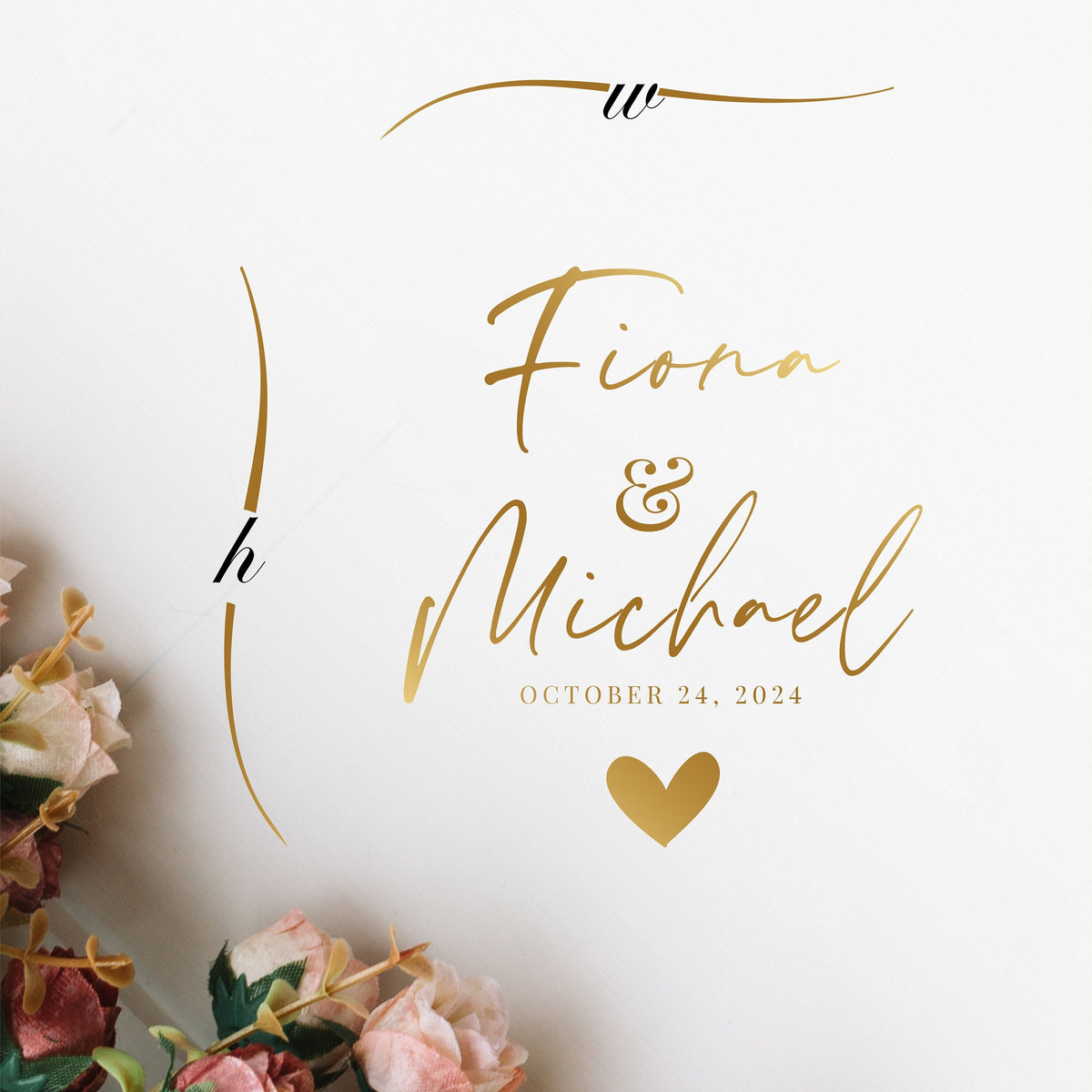Airy Script Heart Dance Floor Decal for Wedding shown at a wedding reception