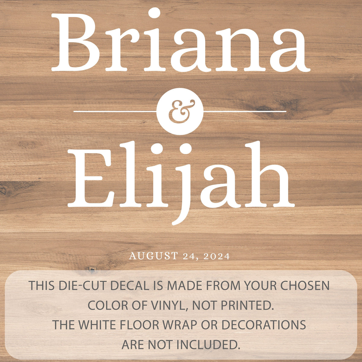 Ampersand Medallion Dance Floor Decal for Wedding shown at a wedding reception