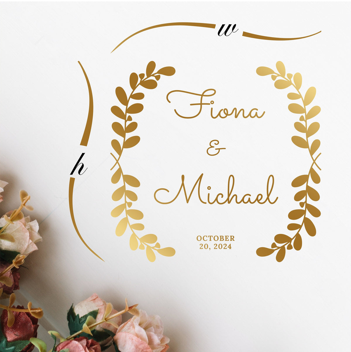 Side Laurel Columns Dance Floor Decal for Wedding shown at a wedding reception