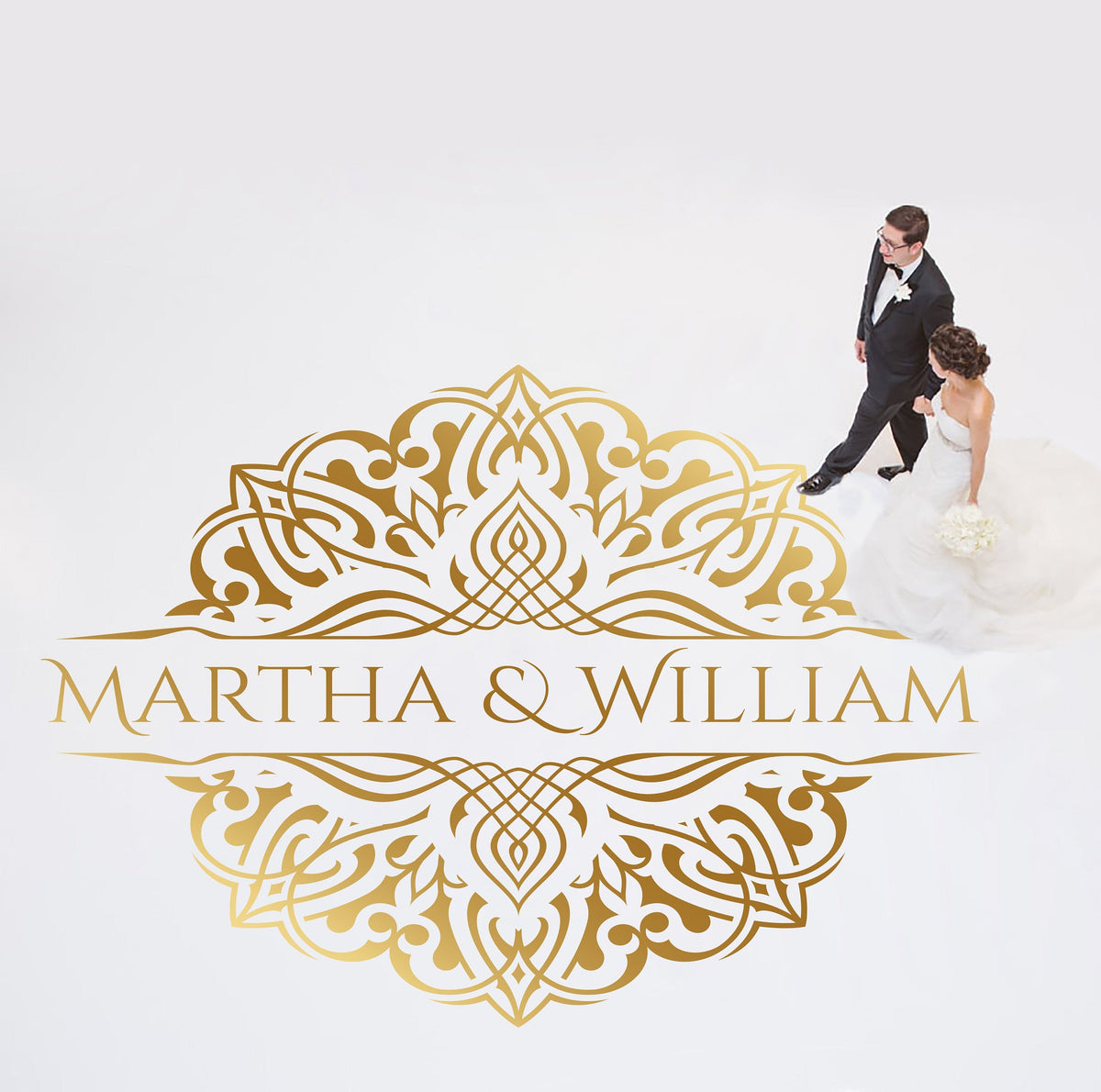 Arabesque Medallion Dance Floor Decal for Wedding shown at a wedding reception