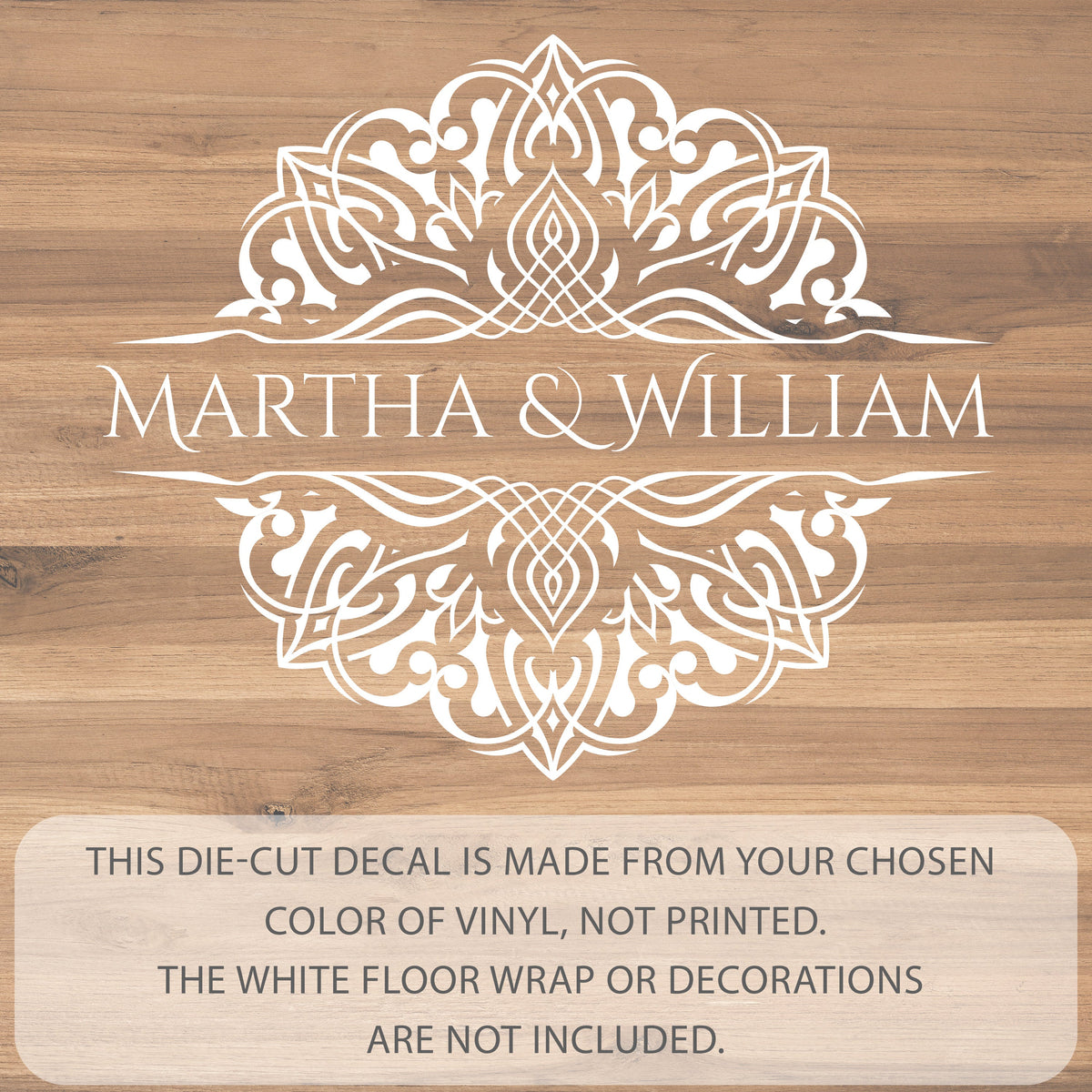 Arabesque Medallion Dance Floor Decal for Wedding shown at a wedding reception