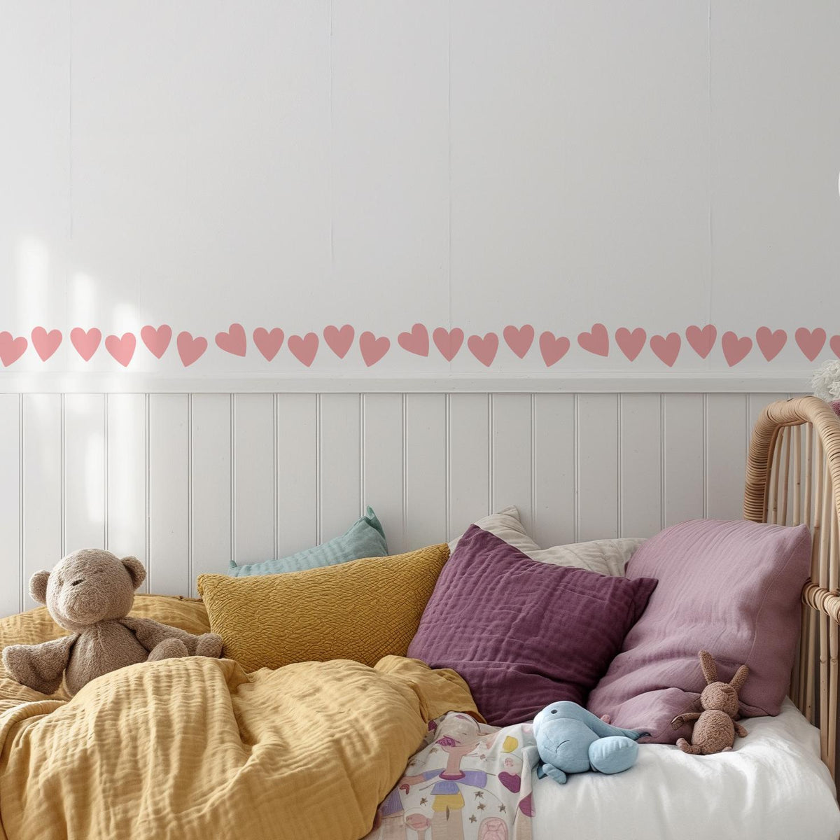Heart Wall Decal Border shown in a home interior