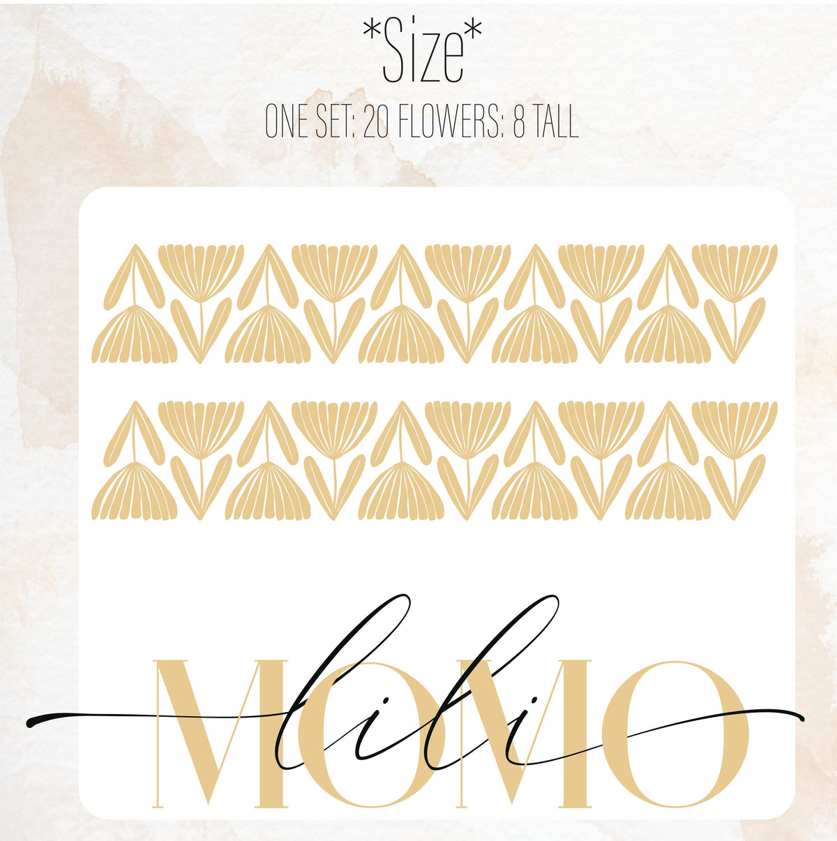 Close-up detail of boho floral border wall decals matte vinyl finish