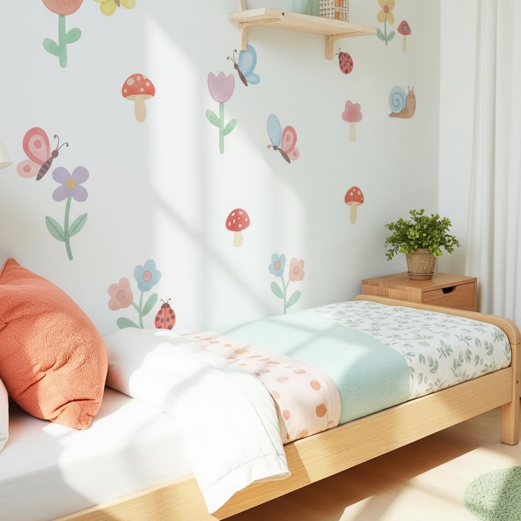 Woodland Garden Wall Decals Set size reference on a wall