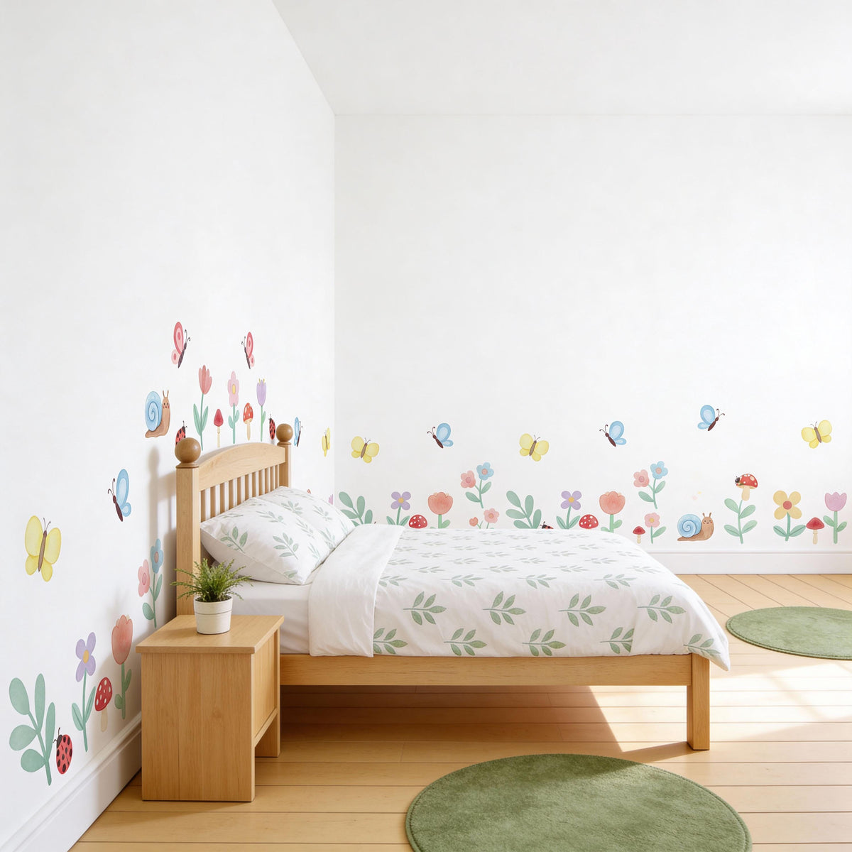 Woodland Garden Wall Decals Set arranged on a feature wall