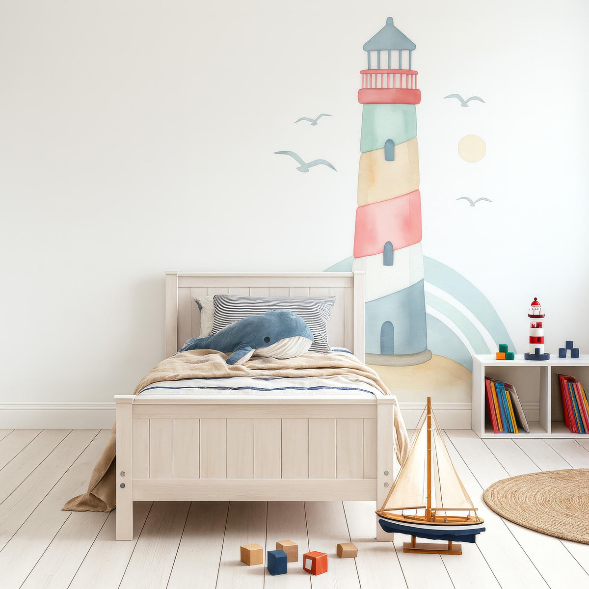 Watercolor Lighthouse Wall Decal decal sheet flat-lay