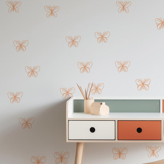 Butterfly Wall Decals Set installed on a styled nursery wall