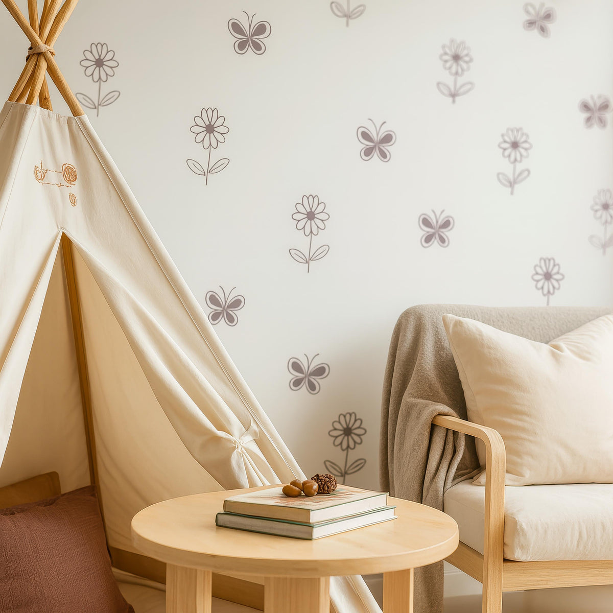 Daisy Flower & Butterfly Wall Decals Set decal sheet flat-lay